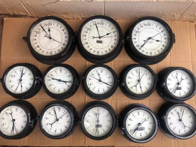 Lot of 13 - Vintage Chelsea Quartz Clock - US Government -  Bakelite Cases