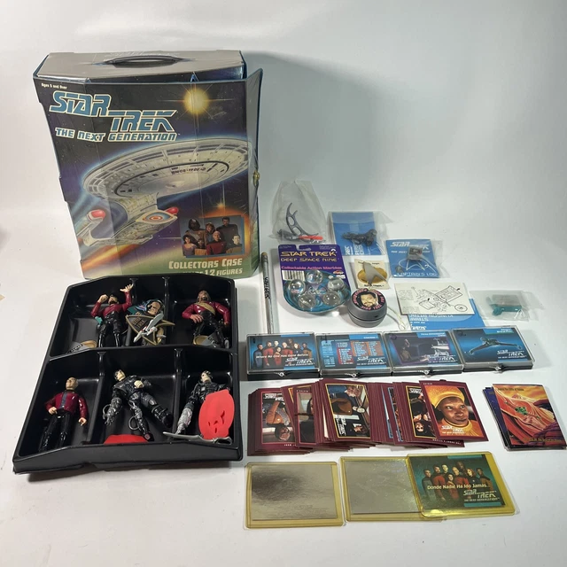 Huge Star Trek Next Generation Lot Figures Cards Marbles Toys Carrying Case