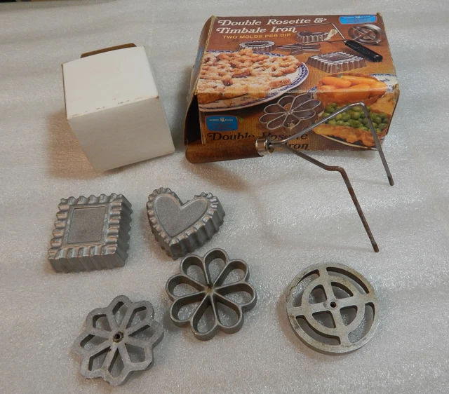 Vintage SIX Piece Double Rosette & Timbale Iron Set Nordic Ware Original Box