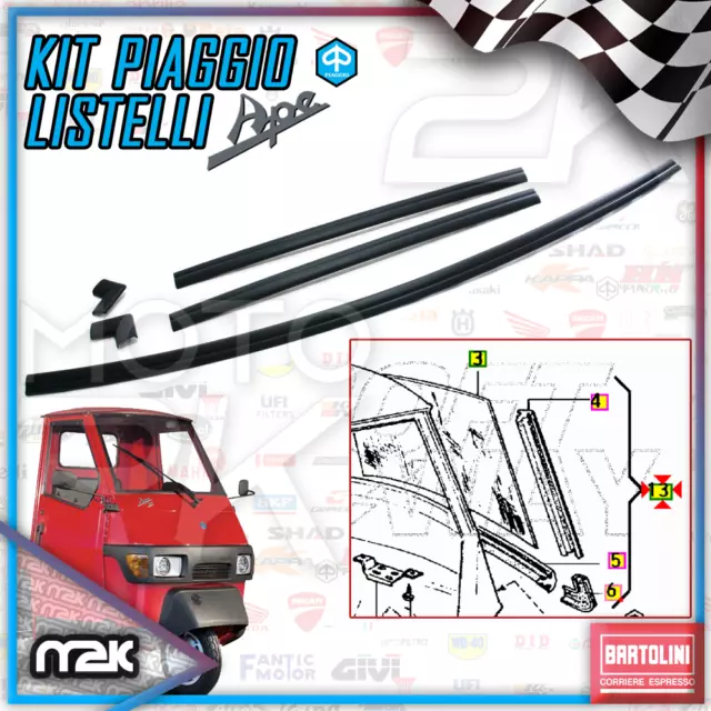 1547126 Originale Piaggio Kit Listelli Guarnizioni Vetro Parabrezza Ape 50 Tm P