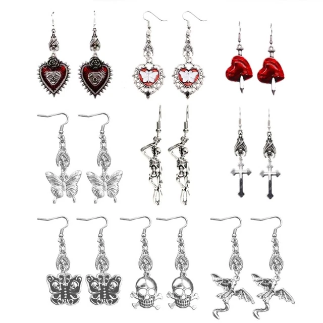 01  somnium auri elf  gothic punk elf inspired ear cuffstud earrings  clear crystal gothic punk elf silver earrings  Tyvodar