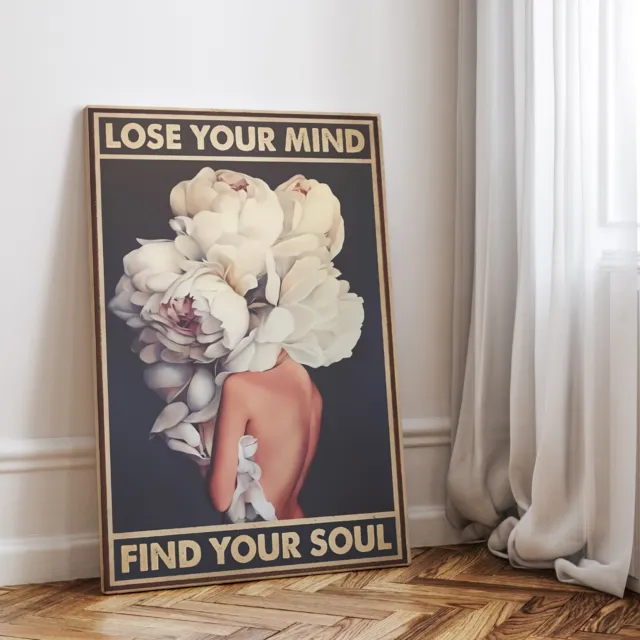✅ Leinwandbild Poster Retro Vintage Boho Wohnzimmer groß XXL beige Blumen Motiv