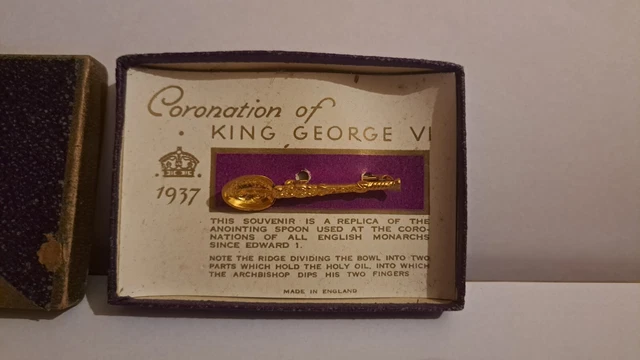 Coronation Of King George Vi Gilt Brooch Anointing Spoon 1937