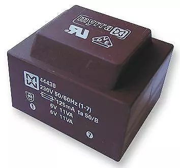 TRANSFORMER, 22VA, 230V, 2 X 15V, PCB Mount Transformers, Qty.1 | 44441