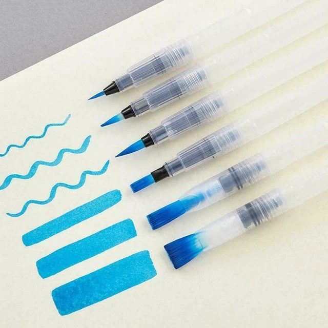 6 piezas Cepillo de acuarela Pluma Recargable Acuarela Suministro de color Dibujo Arte K5W1