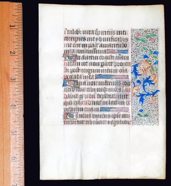 c 1450-75 MEDIEVAL BOOK OF HOURS LEAF  - ILLUMINATED MANUSCRIPT, FRANCE