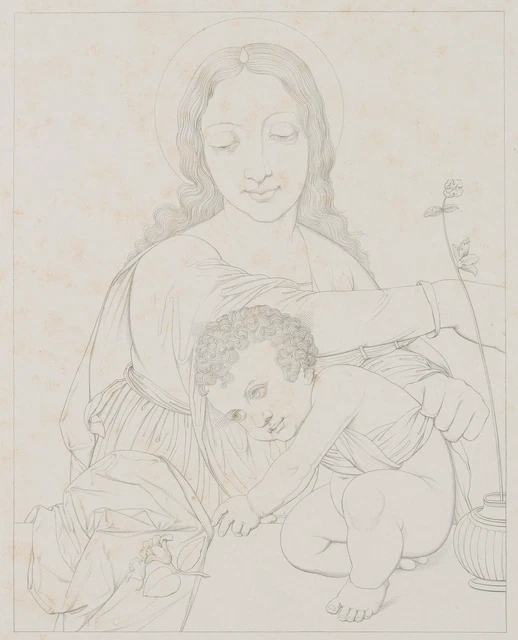 Unknown (19th century), Madonna with the Boy Jesus, wheel. Historicism Religious