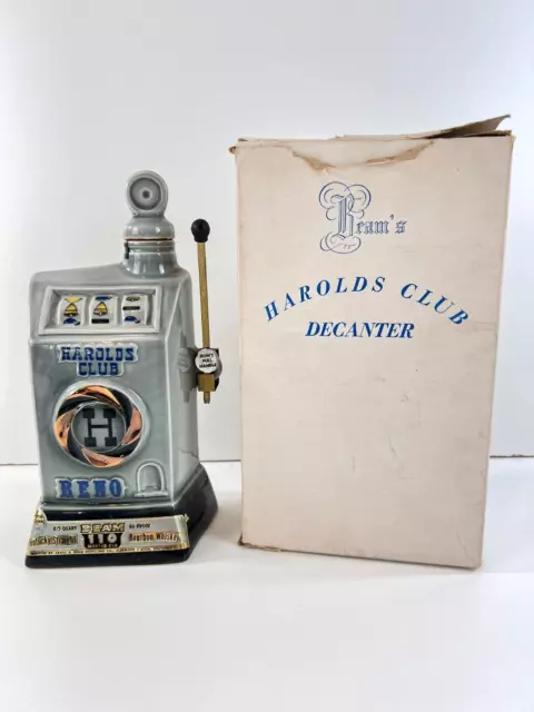 Vintage 1968 JIM BEAM Harold's Club Reno Slot Machine Decanter w/ box - EMPTY