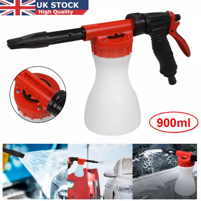 Snow Foam Car Wash Spray Gun Lance Uses Hose Pipe Multifunctional 900ml Bottle