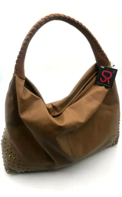 Sondra Roberts Brown Studded Leather Tote/Handbag