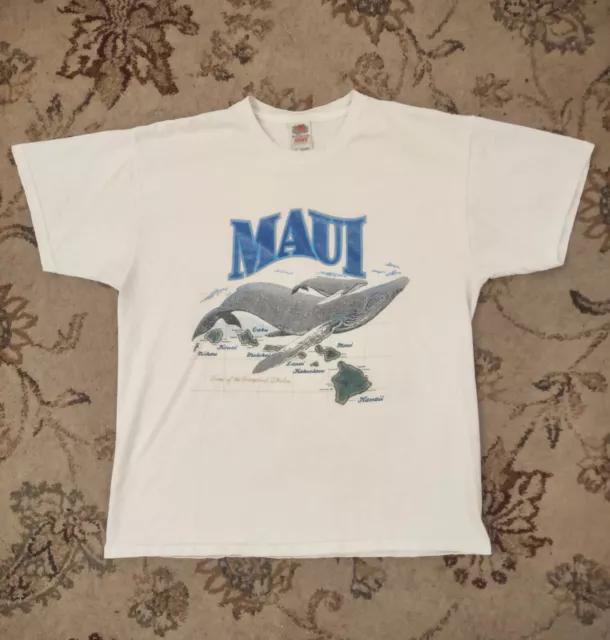 Vintage 2000s Y2K Fruit of the Loom Oceanic MAUI Graphic Tee Shirt Cotton USA XL