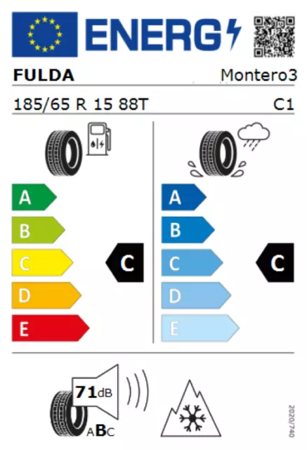 2x Fulda Kristall Montero 3 185/65 R15 88T M+S Winterreifen NEU (C/C/71) 2