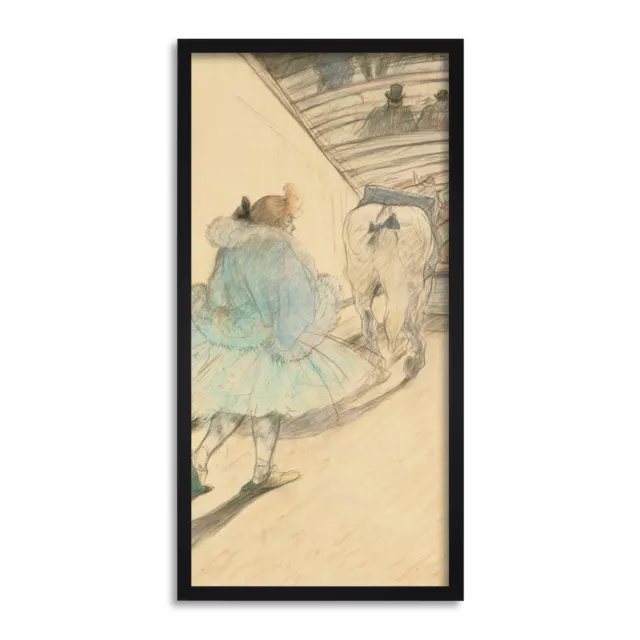 Toulouse Lautrec Circus Entering Track Girl Horse Long Framed Wall Art 25X12 In