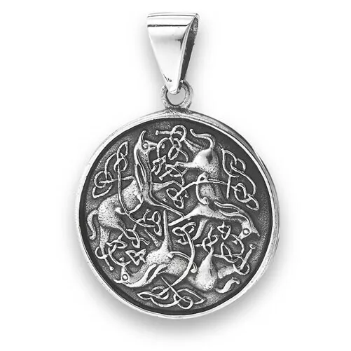 .925 Sterling Silver Epona Horse w/ Celtic Knots Unisex Pendant, equine