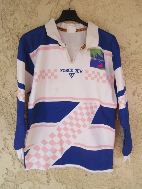 Maillot rugby TOUSCAYRATS porté n°10 FORCE XV shirt vintage L