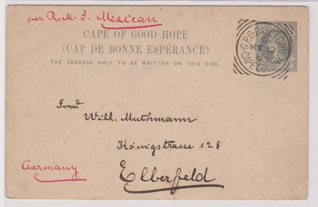 99969 seltene Ganzsachen Postkarte Cape of Good Hope Kap der guten Hoffnung 1893