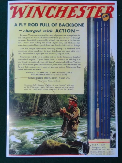 WINCHESTER ADVERTISING POSTER Fly Fishing Rods and Reels 1920's