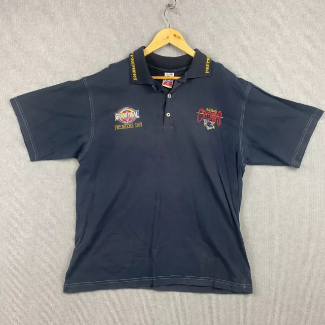 Vintage AFL Adelaide Crows 1997 Grand Final Premiers Polo Shirt Mens Large Navy