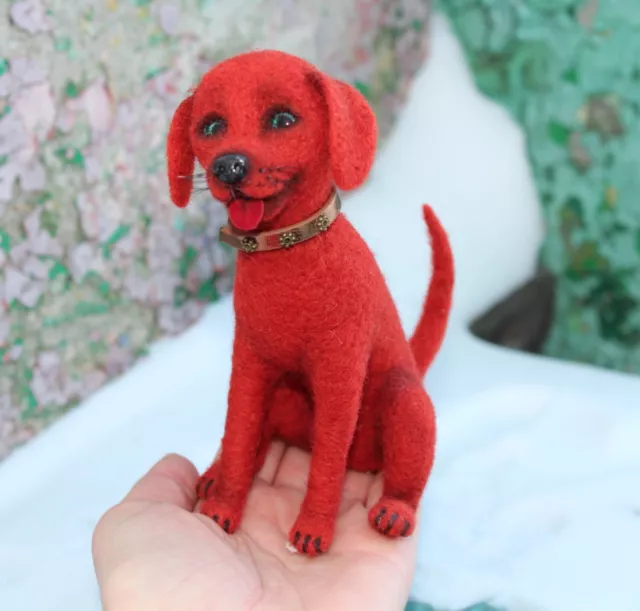 Needle felted dog, OOAK dog toy, red Labrador dog, handmade collectible art toy