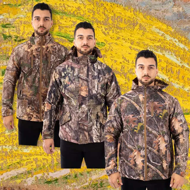 Mens Camouflage Padded Jacket Hunting Hiking Fishing Hooded Outdoor Army Jungle