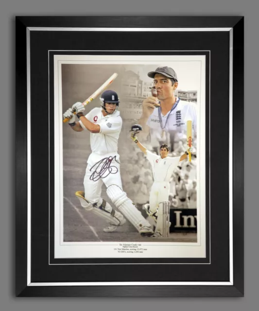 Alastair Cook  Signed And Framed Cricket 12x16 Photograph : Sports Memorabilia