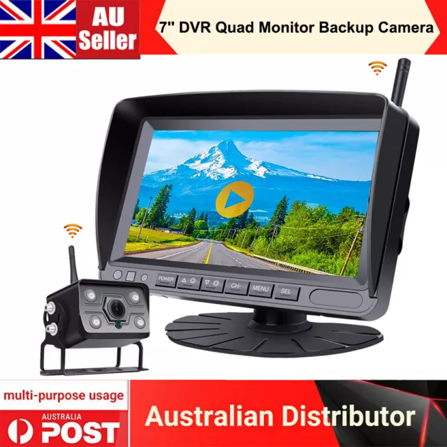 Digital Wireless Quad Backup Camera 1080P 7'' DVR Quad Monitor For Truck RV Bus