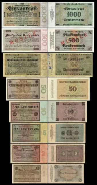 1 - 1000 Rentenmark Deutsche Rentenbank Ausgabe 01.11.1923 - Reproduktion