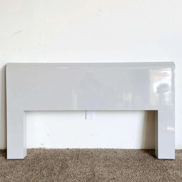 Postmodern Gray Lacquer Laminate Waterfall Queen Size Headboard