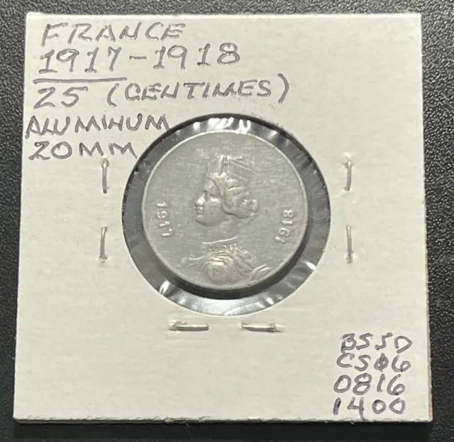 France 1917-18 25 Centimes Aluminum WWI Medal: Groupes Commerciaux du Gard