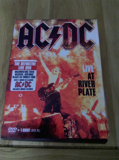 AC/DC Live At River Plate BOX set DVD 2 Hours XL T-SHIRT Boxed New and SEALED