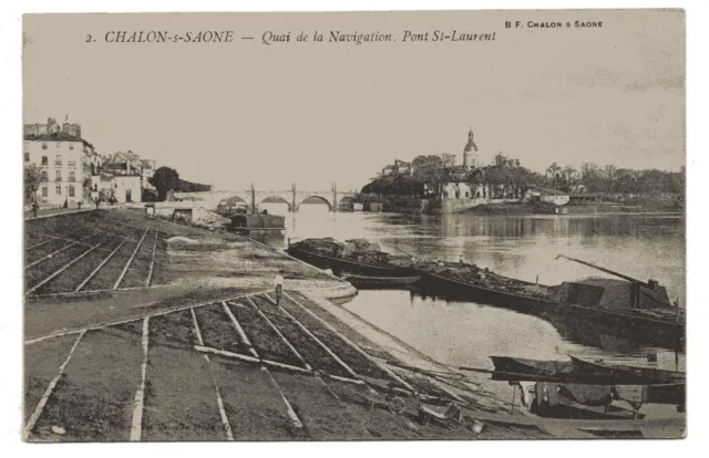 CHALON SUR SAONE - Saône & Loire - CPA 71 - le quai de la navigation Pont