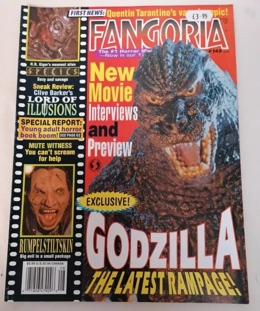 MAGAZINE - Fangoria Horror Magazine #145 Aug 1995 Godzilla Clive Barker Species