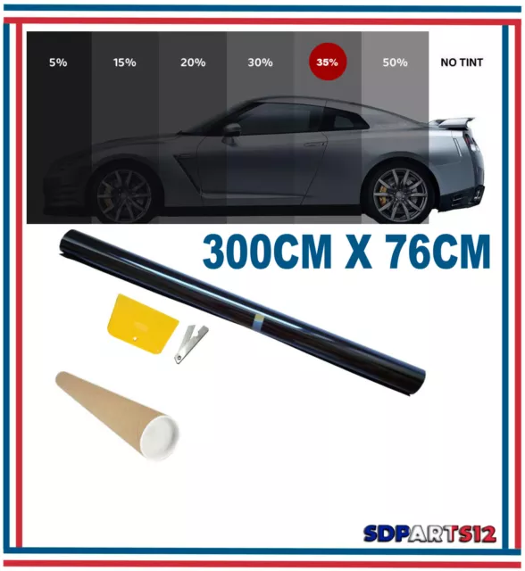 Film Solaire De Qualité 3m x 76cm, Teinté 35% VLT  Noir Auto