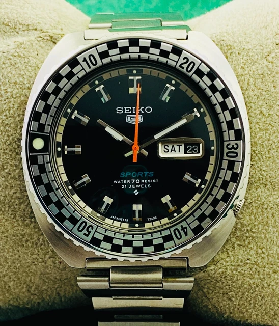 Vintage Diver Seiko Rally 6119-7173 Automatic 21 Jewels Men Watch Japan Made