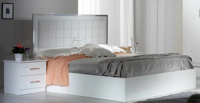 Lit 2x Table de Chevet 3 Parties Chambre Set Design Moderne Luxe Lits, Groupe