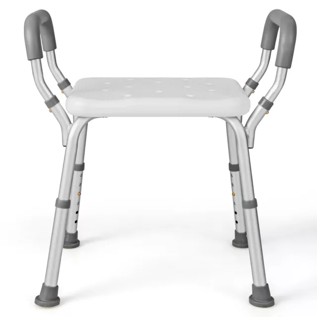 Height-Adjustable Medical Shower w/ Detachable Padded Arms Chair Bath Seat Stool