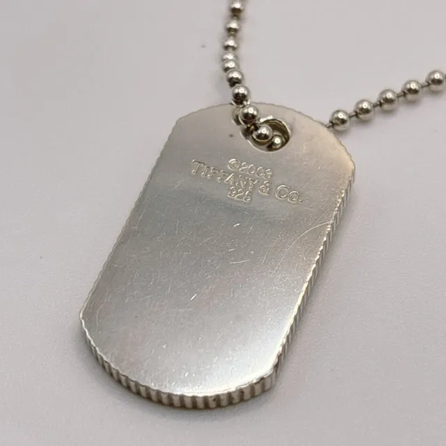 Excellent TIFFANY & Co. 1837 Dog Tag Plate Necklace Pendant No Box