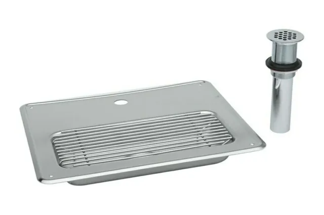 T&S Brass B-1231 Drip Pan with Drop-In Grid  1-1/4" Drain Tail , Stainless Steel