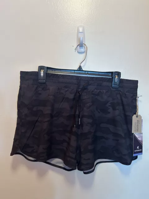 Kyodan Active Womens Size XL Dark Heathered Blue Elastic Drawstring Waist  Shorts