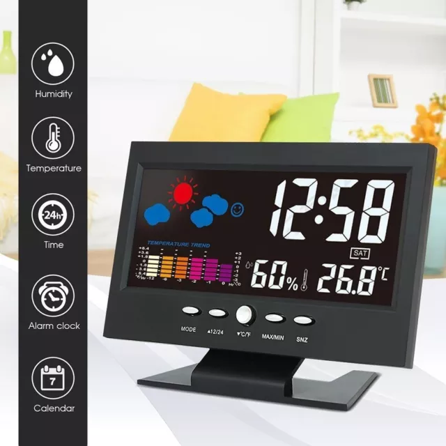FILMIS Clock/thermometer/alarm, low-voltage/black, 6 ½x3 ½ - IKEA