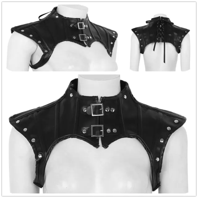 WOMEN'S PU LEATHER Lace up Chest Harness Shawl Punk Gothic Costume Half  Tank Top $14.35 - PicClick