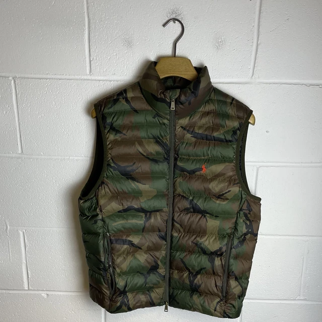 Polo Ralph Lauren Gilet Uomo Verde Medio Mimetico Giacca Buffer RL Zip Up Best