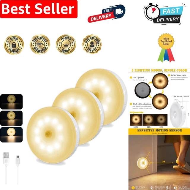 MOTION SENSOR NIGHT Light USB Rechargeable, Warm White Dimmable ...