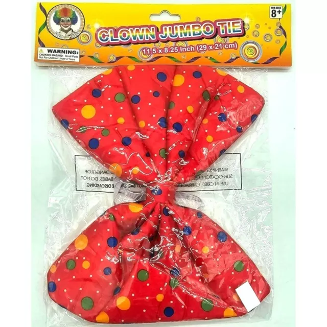 Clown Bowtie Jumbo Tie Costume Red Large Polka Dot Adult Circus Halloween NEW