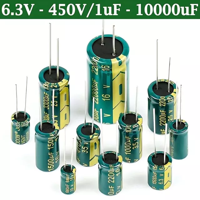 ELKO Elektrolyt Kondensatoren Radial 1µF bis 22000µF/6.3V - 450V Elkos 105°C