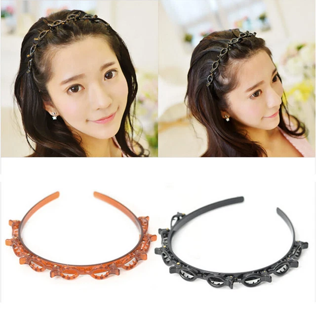 Femme Accessoires Cheveux Plastique Tressé Bandeau Double Couche Pince Épingle ,