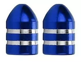 2 x Metallic BLUE Metal Steel Dust Valve Wheel Tyre Caps (DC6) Motorbike P