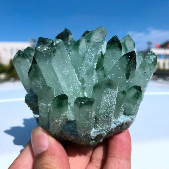 New Find Green Phantom Quartz Crystal Cluster Mineral Specimen Healing300g+/1pcs 3