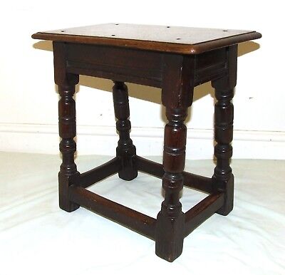 Superb Antique Carved Oak Joint Stool / Occasional Table / Lamp Stand (48) 2