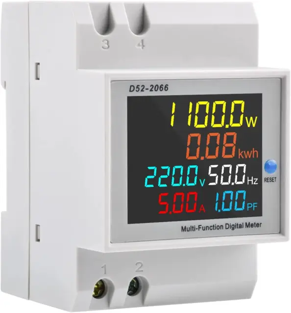 Misuratore Di Energia Su Guida DIN AC40-300V 100A,6 in 1 Misuratore Digitale Di